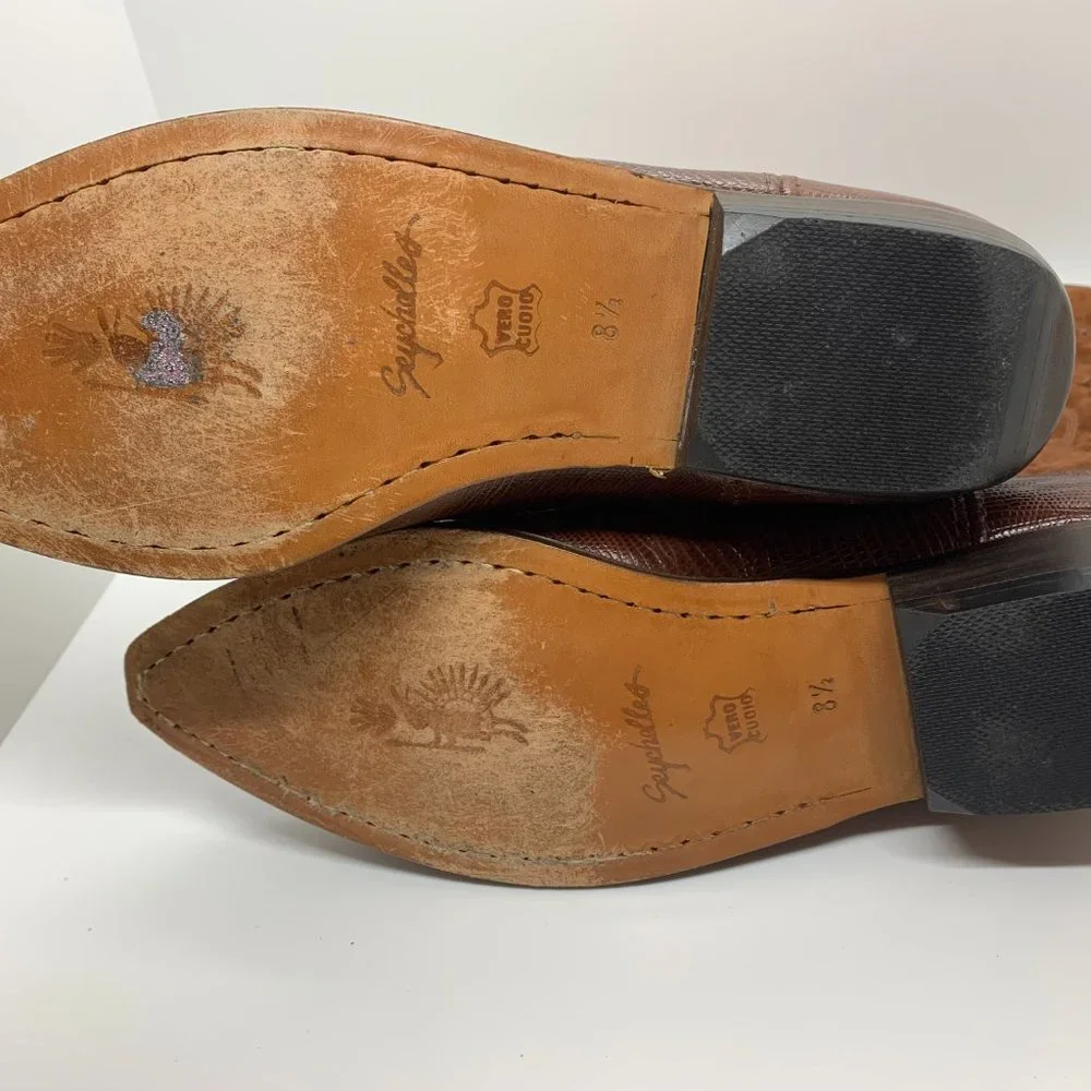 Vintage Seychelles Western Brown Leather Cowboy Boots - Size 8.5 - Picture 8 of 8